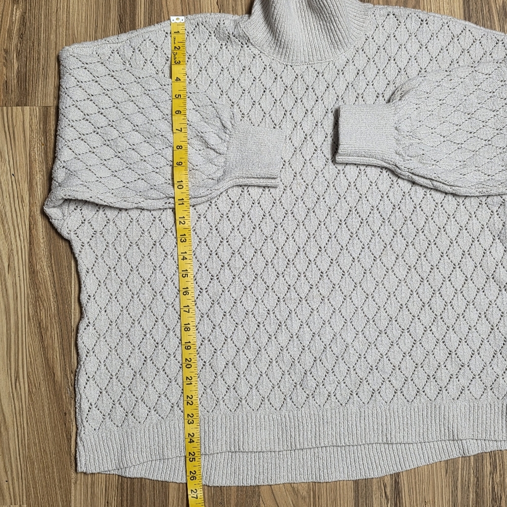 Wonderly Diamond Knit Sweater Women's Size Large Beige Turtleneck - Picture 5 of 6